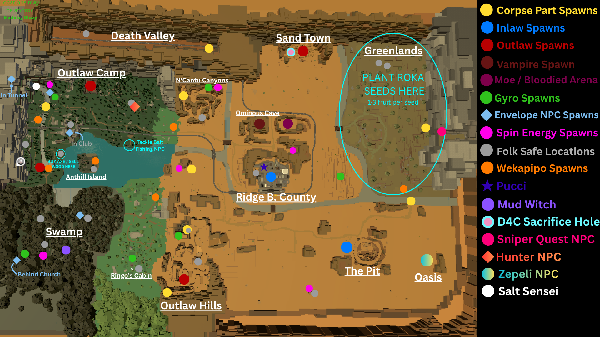 Official labeled map of Ridge. B Valley